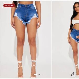 Fashion Nova Blue Distressed Jean Shorts